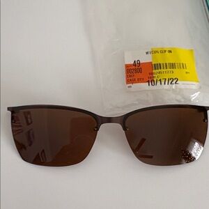 Easyclip brown Polarized Sunglasses clip on EC326 for eyeglasses half frame rim